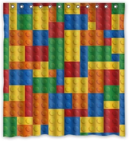 Fashionable Design colorful lego blocks pattern Waterproof Polyester Fabric Shower Curtain 66