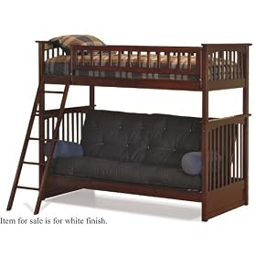 Twin Size with Futon Bunk Bed White Finish by Atlantic Furniture