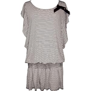 Knit Pinstriped Mini Dress Top Butterfly Sleeve Plus Size