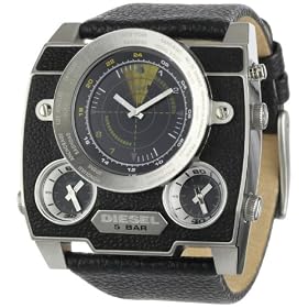 Diesel - DZ1243 - Montre Homme - Quartz Analogique - Montre Acier - Bracelet en Noir - 3 Fuseaux Horaires