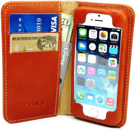 Luxury iPhone 5/5S Wallet Folio Flip Case, 100% Top-Grade Genuine Leather, Credit Card Slots, Cash Compartment, Easy Access to All ports, and more (Chestnut)
