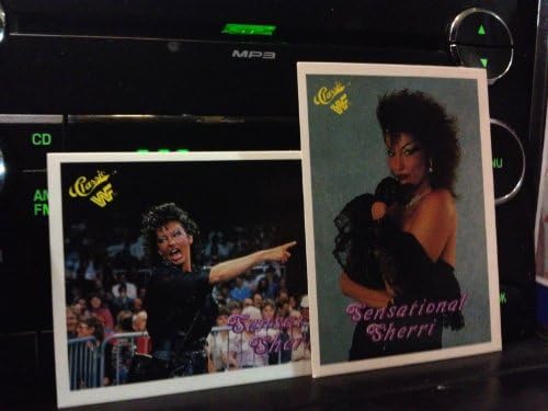 Sensational Queen Sherri 1990 Classic WWF Wrestling Lot of 2 Trading Cards #18, 73 - Sherri Martel - Stored in a Protective Plastic Display Case!!