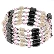 Magnetic Wrap Necklace/Bracelet - Pink Bicone with Pearls - 32'' in Length