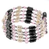 Magnetic Wrap Necklace/Bracelet - Pink Bicone with Pearls - 32'' in Length