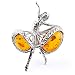 Certified Genuine Cognac Amber and Sterling Silver Ballerina Broach