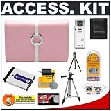 Sony CyberShot LCS-TWB/P Soft Leather Carrying Case (Pink) + NP-BD1/NPFD1 Battery + Accessory Kit for DSC- T300, DSC-T500, DSC-T700, DSC-T77 Digital Cameras