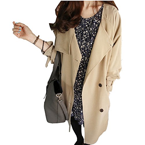 トレンチコート スプリングコート 薄手 レディース ノーカラー ベージュ グレー ベルト 就活