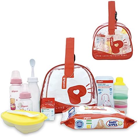 Pigeon Red Bag Baby Gift Set (9 Items in Bag Size 25 X 17 X 22 Cm.)