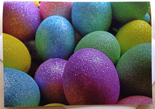 Easter Egg Greeting Card - Colored Eggs Greeting Card - Colorful Easter Card - Colored Egg Fun Easter Card - Sparkly Colored Egg Card - Fun Easter Card