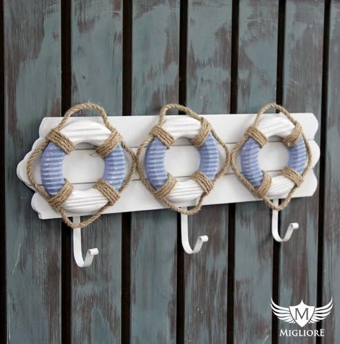 Migliore Designs: Handmade Beach Theme Three Buoy Key Hook, Nautical Sailor Design