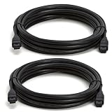 15-Foot IEEE-1394 9-Pin to 9-Pin FireWire 800/800 Cable Black - Pack of TWO
