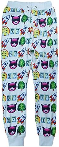 Unisex Emoji Pants Joggers Sweatpants Cartoon Sportswear Swag White (S)