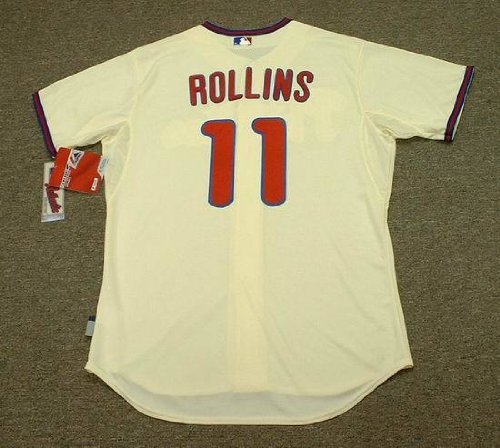 JIMMY ROLLINS Philadelphia Phillies Majestic AUTHENTIC Alternate Home Baseball Jersey, 52/2XL