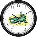 Alligator or Crocodile Cartoon Animal Wall Clock by WatchBuddy Timepieces (Hunter Green Frame)