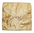 Chinese brocade pillow cover with zippered access - yellow gold with white trim