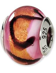 Sterling Silver Reflections Pink/Orange/Black Italian Murano Bead