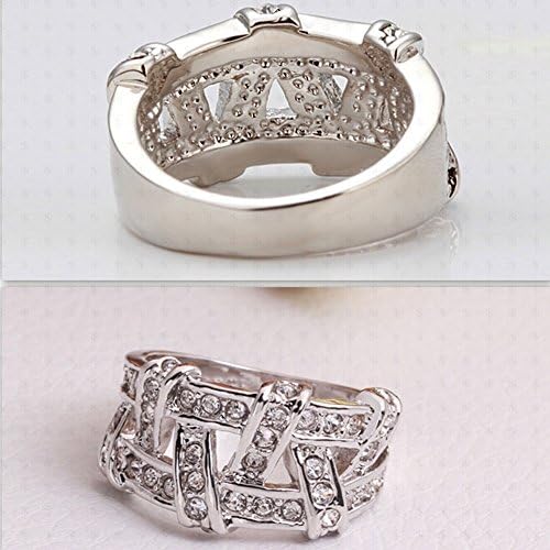 Weave Pattern Fashion Rings White Gold Plated Copper Ring (7)