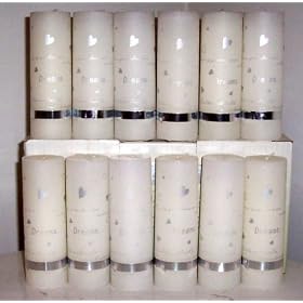 12 White Pillar 2x6 Inch Dreams Baby Powder Scented Gift Favor Candles