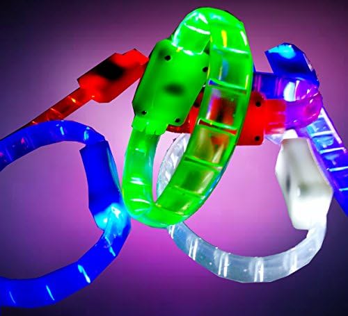 LED Light up Bracelet Flashing Blinking Color Glow Wristband for Party Disco Bar Sport Events 4 Pcs (4 Colors)