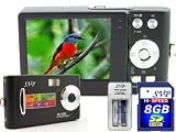 SVP DC-12DX-Black 12MP Max Thinnest DIGITAL CAMERA VIDEO w/ SOUND! (SVP 8GB SDHC Memory Card & AAA Rechargeable Set Included)