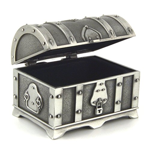 Fashion Small Rectangle Antique Silver Metal Treasure Chest Trinket