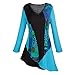 Women's Tunic Top - Blue And Black Flowers Blouse - Asymmetrical Hem