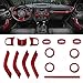 Interior Decoration Full Trim Kit 15 PCS-Steering Wheel&Center Console Trim, Door Handle Cover, Passenger Seat Handle Trim, Air Outlet & AC Ring for 2011-2018 Jeep Wrangler JK JKU 4 or 2 Door