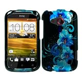 51iX9xwW7bL. SL160  iFase Brand HTC Desire C Cell Phone Blue Flower Protective Case Faceplate Cover