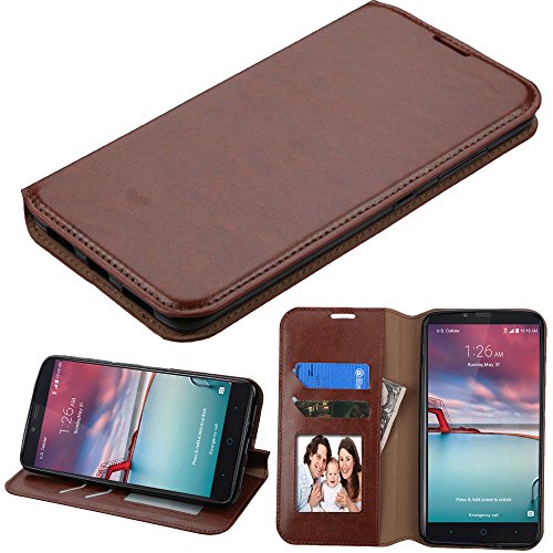 ZTE Zmax Pro Case , TCS-LT ZTE Grand X Max 2, Imperial Max , Zmax Pro , Max Duo 4G LTE, Kirk Phone Case Fold Stand Cover Premium Leather Wallet Pouch with Card Slots (Brown)