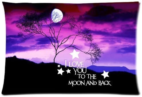 Beautiful Evening Galaxy Nebula landscape I Love You to the Moon Back Custom Zippered Pillow Cases 20x30 (Twin sides)