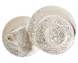 222 Fifth La Belle, Shimmer Dinnerware Set, Service for 4 by 222 Fifth