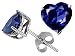 3.00 cts 14K White Gold Plated 925 Sterling Silver Heart Created Sapphire Earring Studs