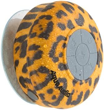 AquaAudio Mini Ultra Portable Waterproof Bluetooth Wireless Stereo Speakers with Suction Cup for Showers, Bathroom, Pool, Boat, Car, Beach, Outdoor etc. | For All Devices with Bluetooth Capability + Siri Compatible - 6 Hours Playtime / with Built-in Mic for use as a Powerful Handsfree Speakerphone (Leopard)