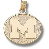 University of Michigan M Polished Oval 1/2 Pendant (14kt)
