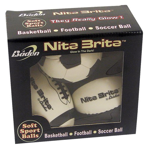 Best Price Baden Nite Brite Soft Youth Sport Balls Glow in the Dark set of 3--Basketball,Football,Soccer Ball