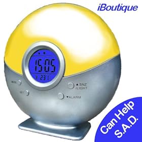 New & Exclusive iBoutique Premium Natural Sunrise Alarm Clock / Dawn Simulator - Gradual Light Up Over 20 Minutes & Room Temperature Display - Free SAD book included