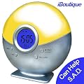 New & Exclusive iBoutique Premium Natural Sunrise Alarm Clock / Dawn Simulator - Gradual Light Up Over 20 Minutes & Room Temperature Display - Free SAD book included