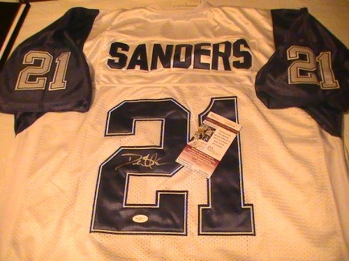 DEION SANDERS SIGNED AUTOGRAPHED JERSEY DALLAS COWBOYS COA JSA