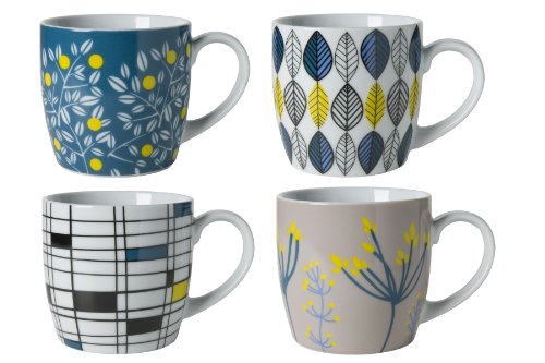 Now Designs Assorted Mugs, Set of Four: Stina Delft, Maja Grey, Linnea, Richter
