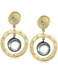 Lauren Harper Collection Mirage 18k Gold, Black Silver, Crystal Quartz and Diamond Post Earrings