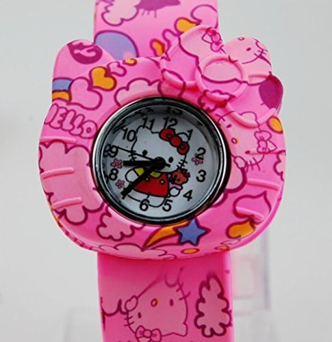 SunShine Day New 2015 Fashion Lovely Brand Watch Hello Kitty Cartoon Watch Children Quartz Silicone Watch Women Rhinestone Dress Watches Kids