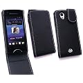 FLASH SUPERSTORE SONY ERICSSON XPERIA RAY PREMIUM PU LEATHER FLIP CASE/COVER/POUCH BLACK + SCREEN PROTECTOR