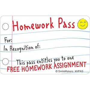 Printable homework passes picture