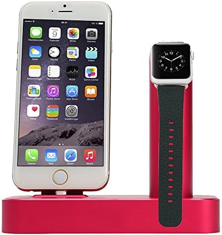 2 in 1 Apple Watch Stand Lecxci Iphone / Apple Watch Stand [Dual Stand] Aluminum Made Stand Dock for Iphone6 Iphone6 Plus Iphone 5s / Apple Watch （Rose）