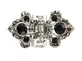Hair Clip - H88 - Butterfly Wings set with Swarovski (tm) Crystal Stones ~ Jet Black and Hematite (Gunmetal) (ap)