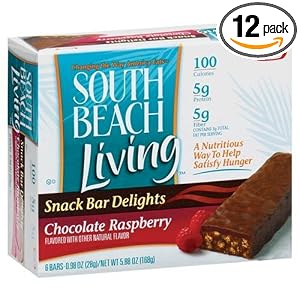 South Beach Living Snack Bar Delights, Chocolate Raspberry, 0.98-Ounce Bars, 6-Count Boxes (Pack of 12) by 