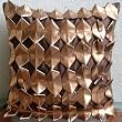 Copper Age - Decorative Pillow Covers - Silk Pillow Cover with 3D Metallic Leather