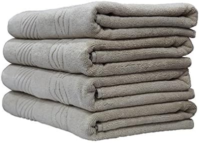 Premium Cotton Bath Towels 4 Pack Light Brown - (55 Inch x 27 Inch) 550 GSM 100% Cotton for Maximum Softness and Absorbency - By Eurospa
