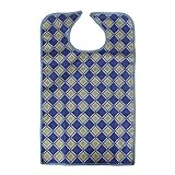 Waterproof Adult Mealtime Bib Protector Aid Apron - Blue Grid by Generic