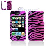 Apple iPhone 3G / Apple iPhone 3GS Hot Purple Pink and Black Zebra Animal S ....